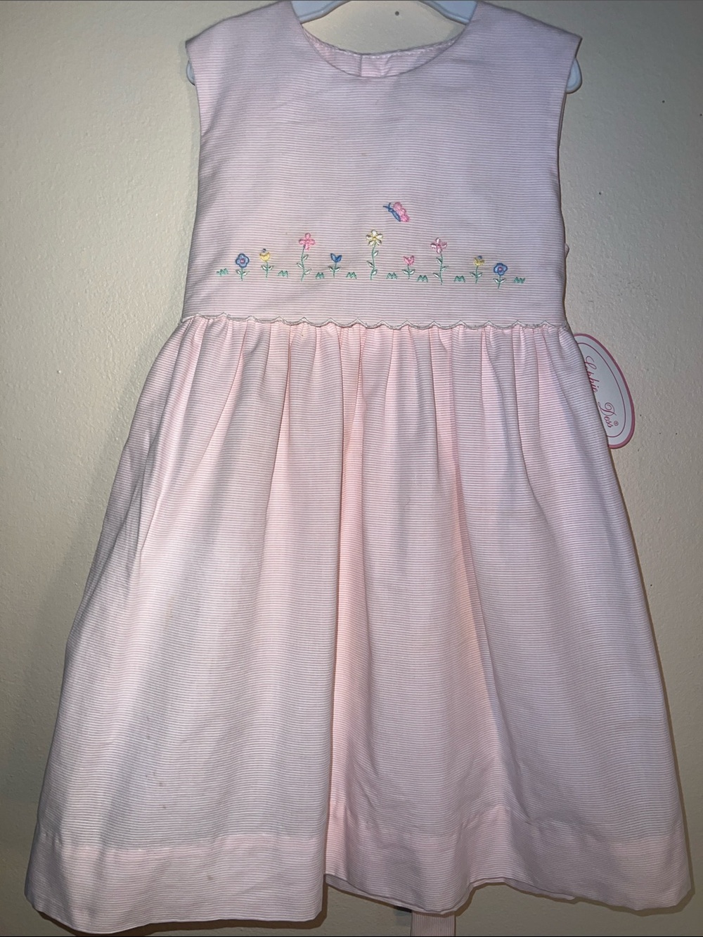 Vintage Classic Pink Embroidered Girls Dress by Sophia Dess